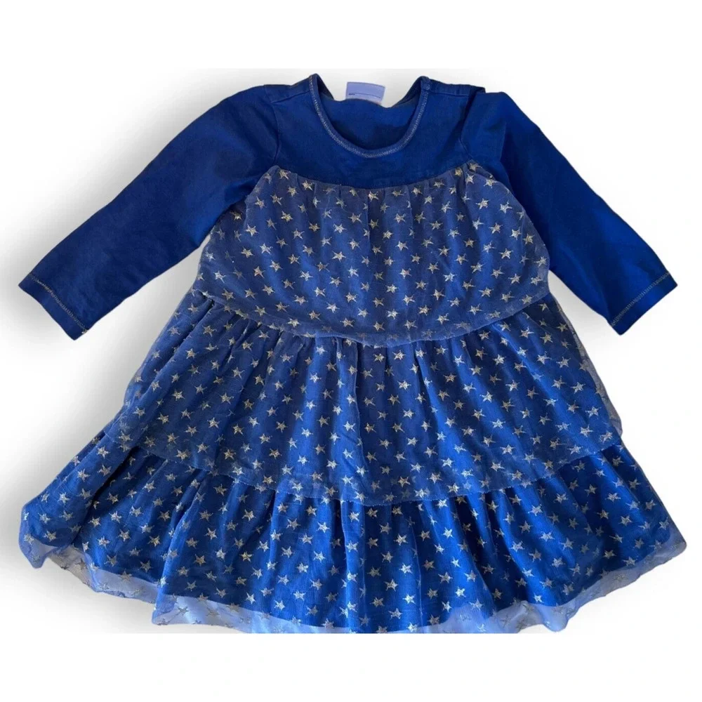 Hanna Andersson Blue Stars Tulle Dress Girls Ballet Size 100 4